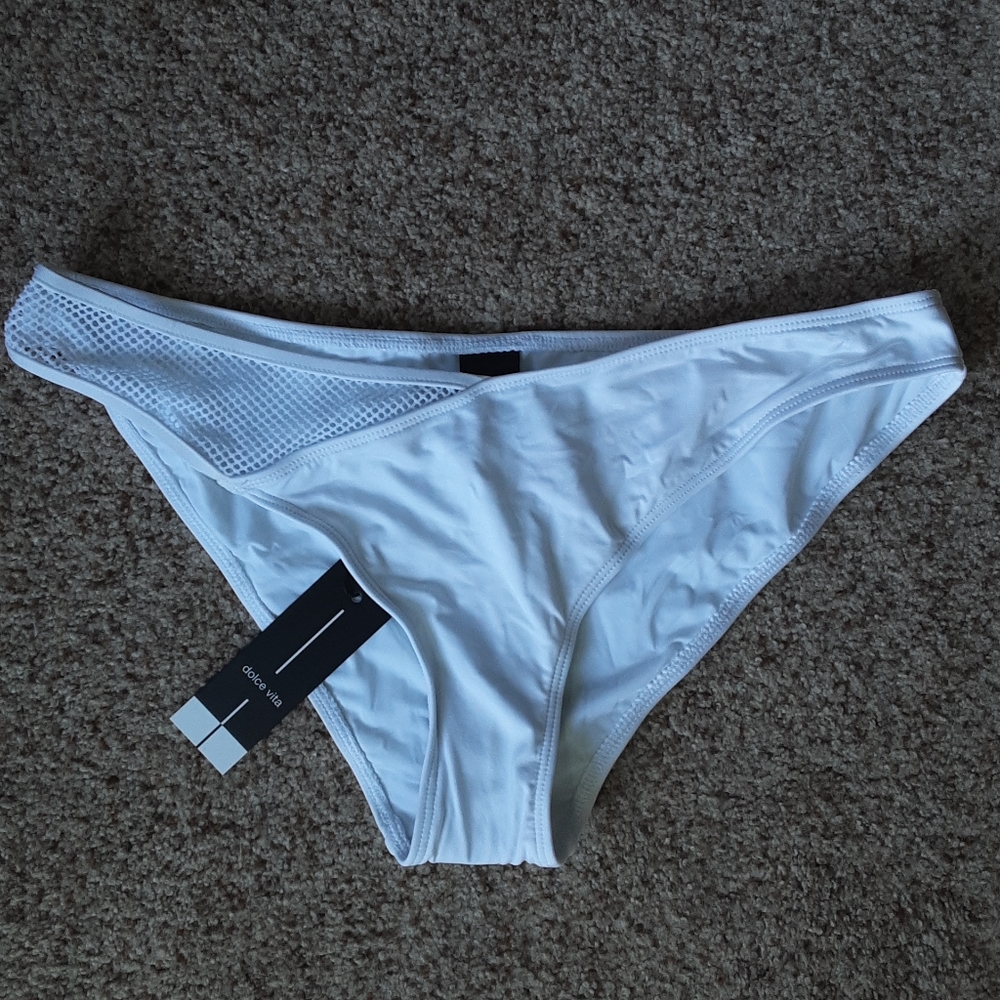 Dolce Vita Netted White Bikini Bottom NWT Sz L